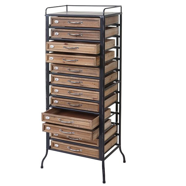 Mendler Apotheker-Schrank HWC-A43, Tanne Holz massiv Vintage Shabby-Look 129x55x38cm, 57070