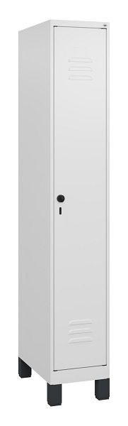 C+P Umkleidespind Classic PLUS mit Mitteltrennwand, Füße, 1800x300x500mm, 9016/9016, Drehriegel, 0800107-10F S10014