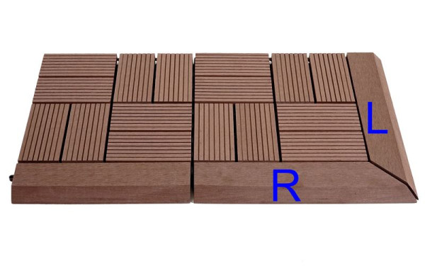 Mendler 2er-Set Abschlussleiste für WPC Bodenfliese Rhone, Abschlussprofil, Holzoptik Terrasse, coffee gerade mit Haken, 65085