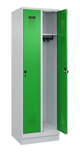 C+P Spind Evolo PLUS, mit Sockel, 2 Abteile, 1950x600x500mm, 7035/6037, Verschluss Drehriegel, Ablageböden 2, 049020-20 S10011