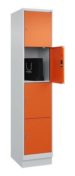 C+P Schließfachschrank Evolo PLUS, mit Sockel, 4 Fächer, 1950x400x500mm, 7035/20, 049020-124 S10002