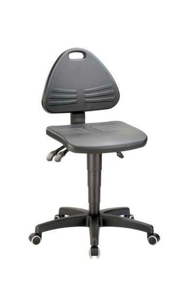 bimos Isitec Arbeitsdrehstuhl mit Rollen und PU-Schaum schwarz, Sitzhöhe 430-600 mm, 9608-2000