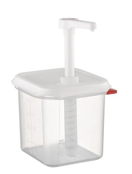 APS GN 1/6 Dosierspender, 17,6 x 16,2 cm, Höhe: 27 cm, Polypropylen, 2,6 Liter, Hubvolumen 30 ml, 93280