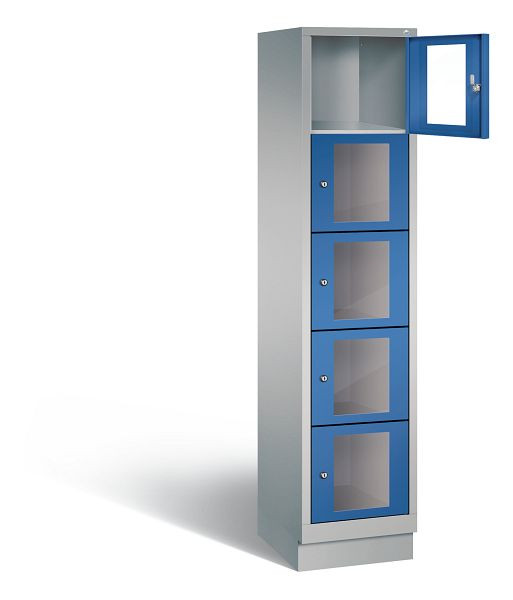C+P Schließfachschrank Classic, H1800xB420xT500mm, Farbe: Weißaluminium / Enzianblau, 8020A125 S10010