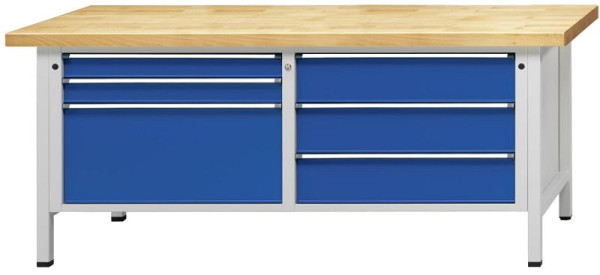 ANKE Werkbänke Kastenwerkbank, Modell 207 VX, 2000 x 800 x 890 mm, RAL 7035/5010, BMP 40 mm, 330.017