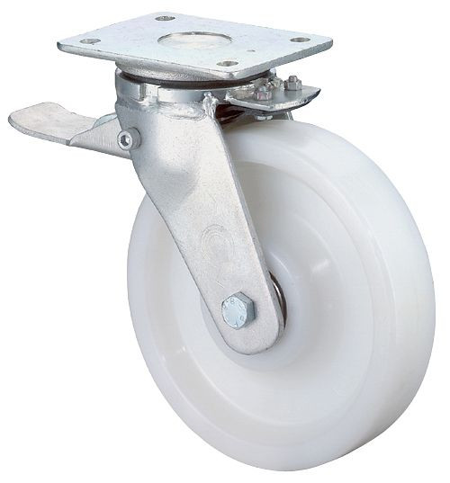 BS Rollen Schwerlastrolle mit Rad-/Feststeller, Breite 60 mm, Ø300 mm, bis 2000 kg, Lauffläche/Radkörper Kunststoff, Kugellager, RR120.B15.300