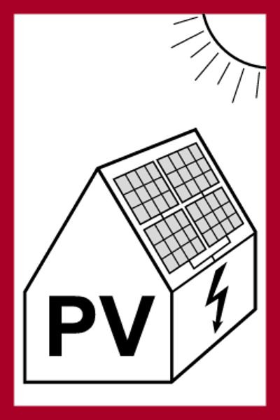 Schilder Klar Brandschutzzeichen PV (für Solaranlagen), angelehnt an DIN 4066, 200x300 mm Folie selbstklebend, 7911/62