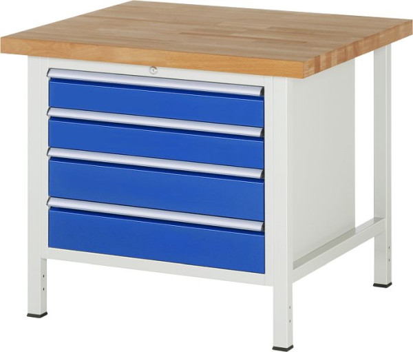 RAU Werkbank Serie 8000 - Gestell-Bauweise (Schweißgestell), Unterbau-Container (4x Schublade), 1000x840x900 mm, 03-8262A2-109B4S.11