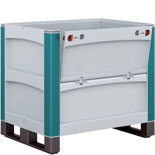 BITO Schwerlastbehälter SL mit Kufe /Klappe /SLK 86626K 800x600x620 Kufe Klappe längsseitig, C0814-0010