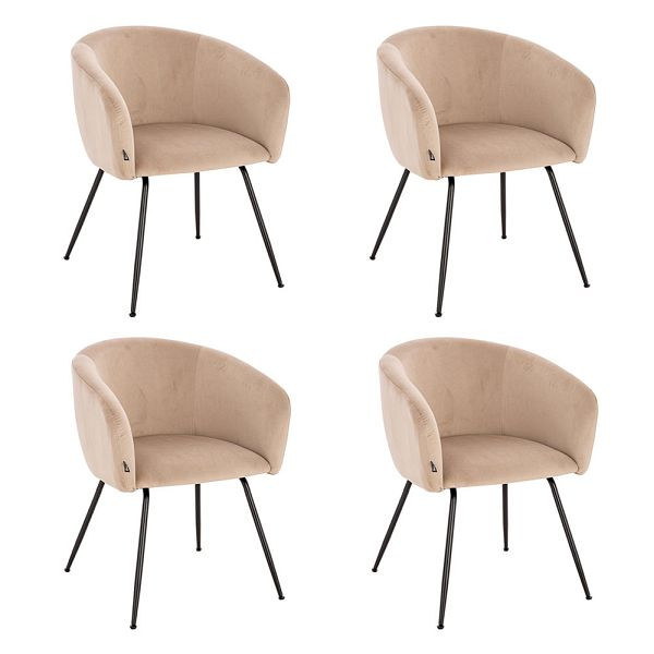 HOME DELUXE Esszimmerstuhl ARIA Samt Beige - Stückzahl: 4, 55969
