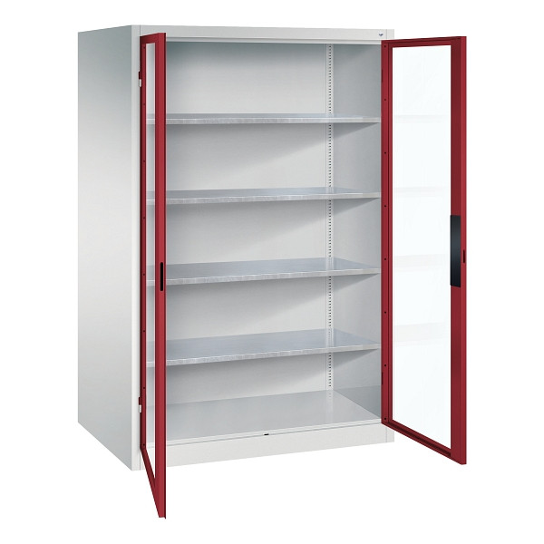 C+P Flügeltürenschrank Acurado, H1950xB1200xT800mm, 7035/3003, Traglast 70 kg, Acrylglas-Sichtfenster, 8934-055 S10151