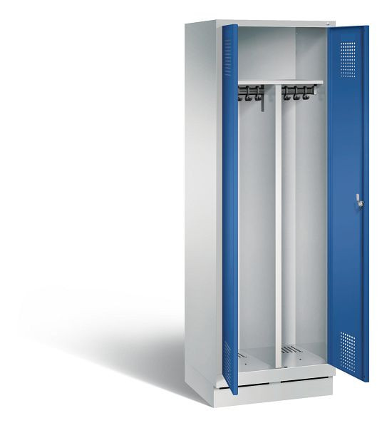 C+P Schwarz-Weiss-Spind Evolo, H1800xB610xT500mm, Farbe: Lichtgrau / Enzianblau, 48022-20 S10072