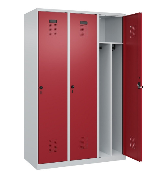 C+P Spind Evolo PLUS, 3 Abteile, 1850x1200x500mm, 7035/3003, Verschluss Drehriegel, 049000-32F S10004