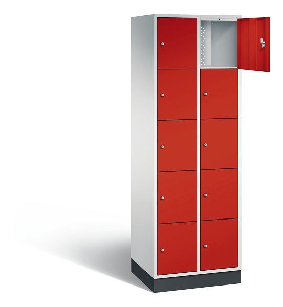 C+P Schließfachschrank Intro, H1950xB620xT490mm, Farbe: Lichtgrau / feuerrot, 8570-201 S10019