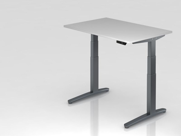 Hammerbacher Sitz-Steh-Schreibtisch elektrisch 120x80cm Grau/Graphit, Rechteckform, VXBHM12/5/GG