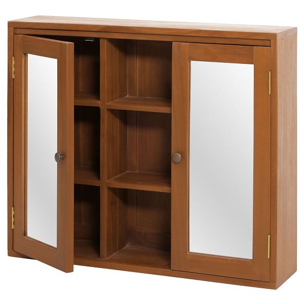 Mendler Teak-Spiegelschrank HWC-M85, Badspiegelschrank, hochwertiges B-Grade-Teak (Kernholz, 20-30 Jahre), 70x80x20cm, 106752