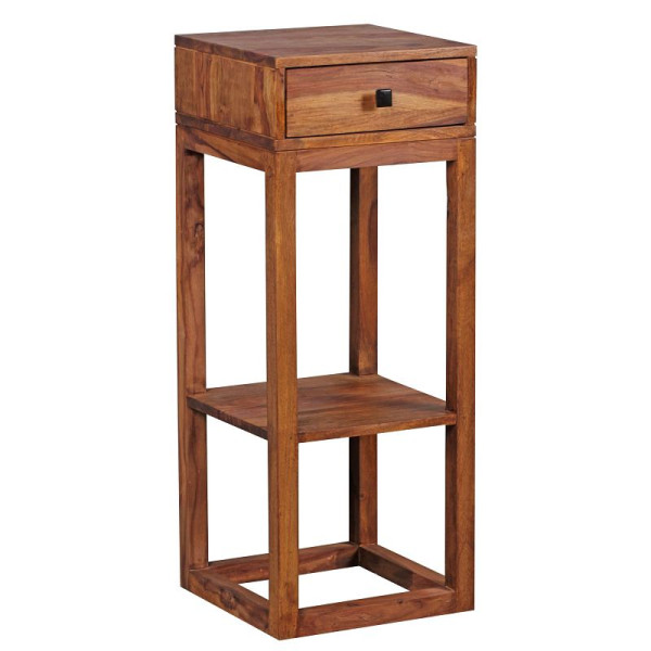 Wohnling Beistelltisch MUMBAI Massivholz Sheesham mit Schublade 35 x 35 x 90 cm, WL1.739