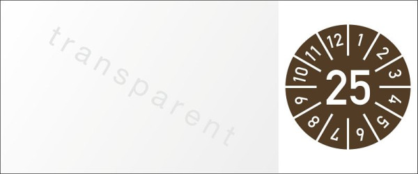 Moedel Kabelprüfplakette Jahr 2025 mit Monaten, Folie, 60x25 mm, VE: 10 Stück/Bogen, 104221