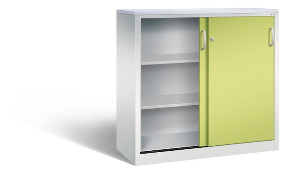 C+P Sideboard mit Schiebetüren Acurado, H1200xB1200xT500mm, Farbe: Lichtgrau / Viridingrün, Bügelgriff, 3 OH, 2057-1200 S10277