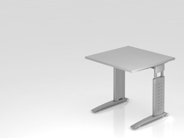 Hammerbacher Schreibtisch C-Fuß 80x80cm Grau/Silber, Arbeitshöhe 68-86 cm einstellbar, VUS08/5/S