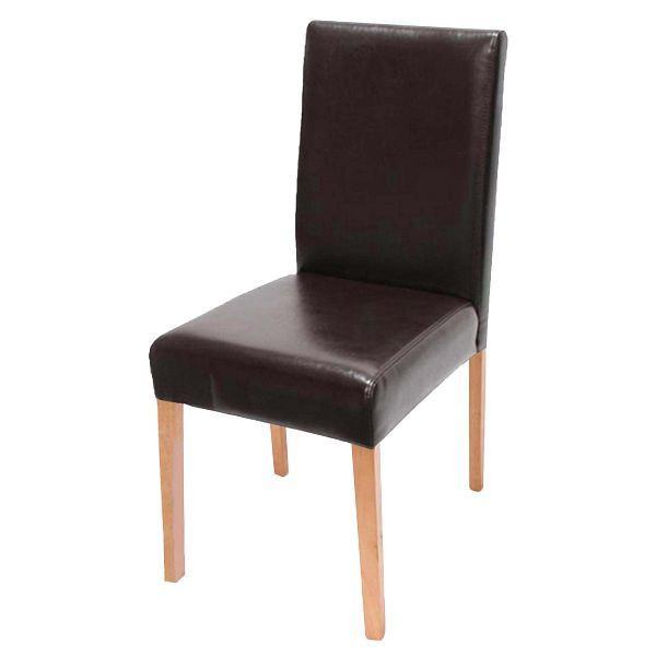 Mendler Esszimmerstuhl Littau, Küchenstuhl Stuhl, Leder, braun, helle Beine, 74362