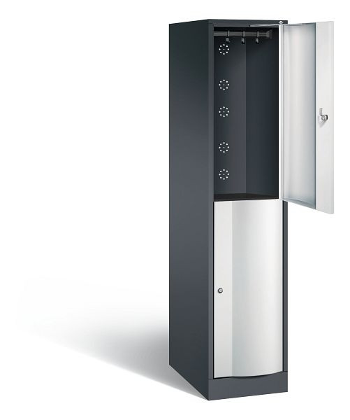 C+P Spind doppelstöckig XL Resisto, H1950xB396xT640mm, Farbe: Schwarzgrau / Lichtgrau, 8270-173 S10014