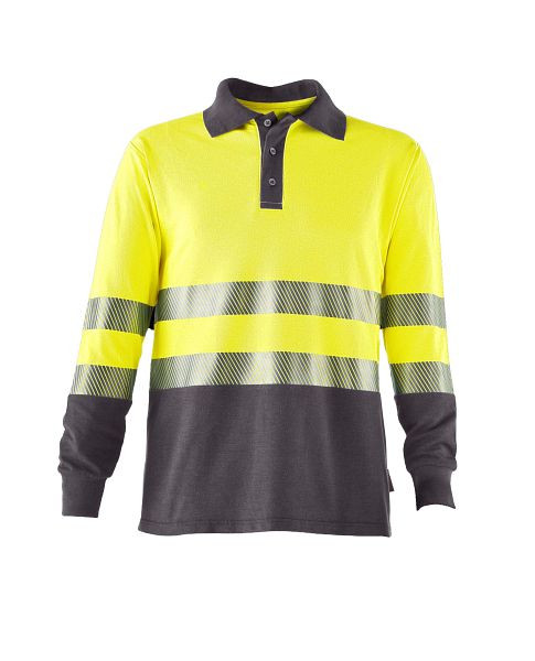 ROFA Poloshirt langarm 605139, Größe XXXXL, Farbe 381-leuchtgelb-grau, 605139-381-4XL