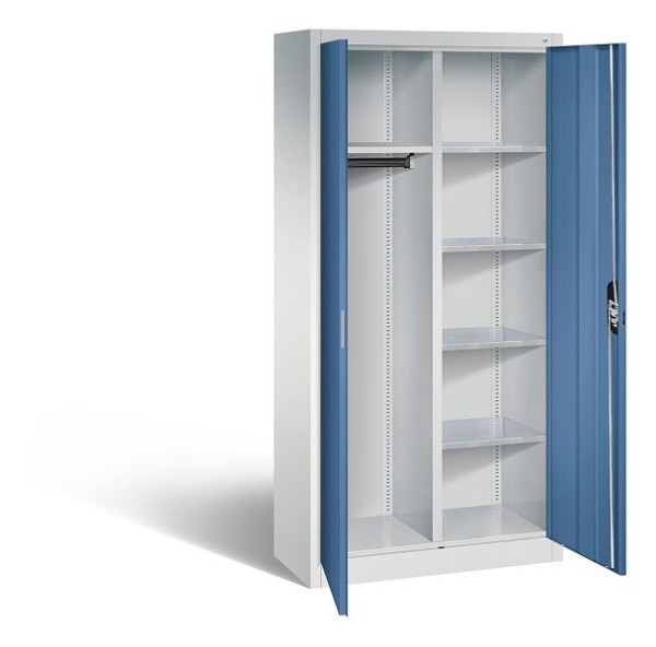 C+P Akten-/Garderobenschrank Acurado, H1950xB930xT400mm, Farbe: Lichtgrau / Fernblau, Muldengriff, 8920-312 S10196