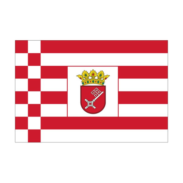 Stein HGS Landesflagge Bremen (Schlüssel), 60 x 90 cm (Querformat), mit Seil und Schlaufe, FlagTop 160 g/m², für Fahnenmasten 6 m, ohne Hohlsaum, 26265