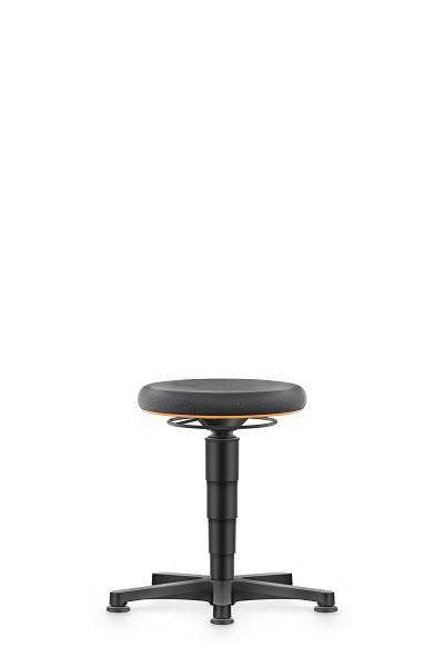 bimos Allround Hocker mit Gleiter, Supertec schwarz, Sitzhöhe 450-650 mm, Farbring orange, 9460-SP01-3279