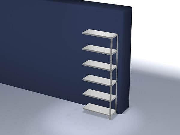 hofe Edelstahl-Anbauregal, 2500 x 1000 x 400 mm, 6 Fachböden, 200 kg Fachlast, 1200 kg Feldlast, Schraubsystem, WEA25410M
