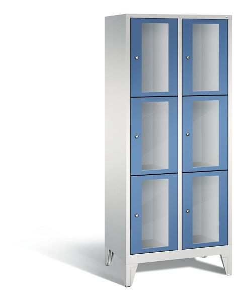 C+P Schließfachschrank Classic, 6 Fächer, H1850xB810xT500 mm, Grau/Fernblau, 8010A223 S10024