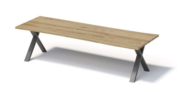 Bisley Fortis Table Natural, 3000 x 1000 mm, natürliche Baumkante, geölte Oberfläche, X-Gestell, Oberfläche: natürlich/Gestell: blankstahl, FN3010XP303
