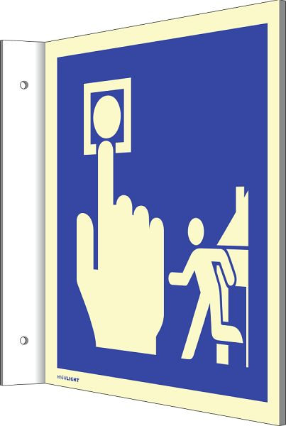 Moedel Fahnenschild Hausalarm Evakuierung, Aluminium, langnachleuchtend, 160-mcd, 148x148 mm, 106009