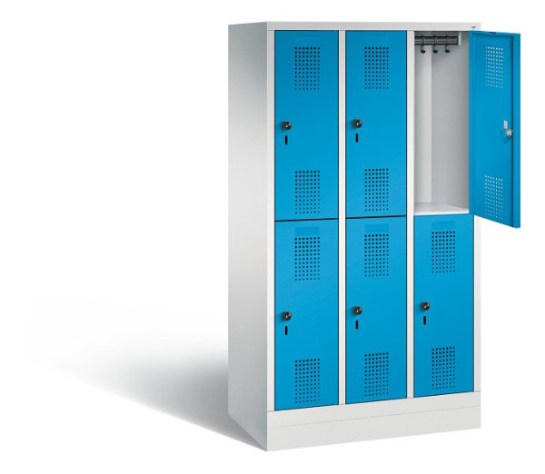 C+P Spind doppelstöckig Evolo, H1600xB900xT500mm, Farbe: Lichtgrau / Lichtblau, 483206-30 S10064