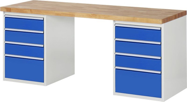 RAU Werkbank Serie 7000 - Modell 7510-3, B2000 x T700 x H890 mm, Systemunterbau B2000 x T650 x H850 mm, 03-7510A3-207B4M.11