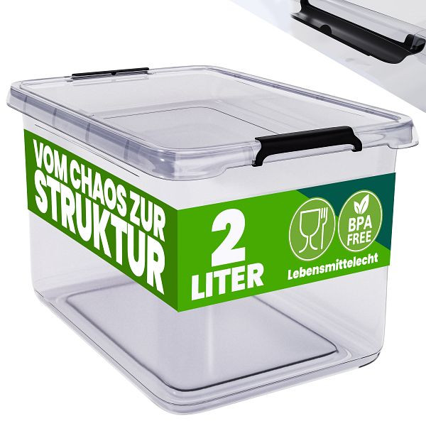 DEUBA Aufbewahrungsbox 20x15x12cm 2L transparent stapelbar BPA-frei, 109786