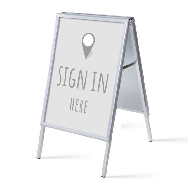 Showdown Displays Kundenstopper A1 Komplettset Hier Anmelden Grau Englisch, ZPA1G32MEI251