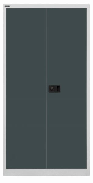 Bisley Flügeltürenschrank Universal, 3 verzinkte Fachböden, 4 OH, Korpus lichtgrau, Fronten anthrazitgrau, E722A03G525