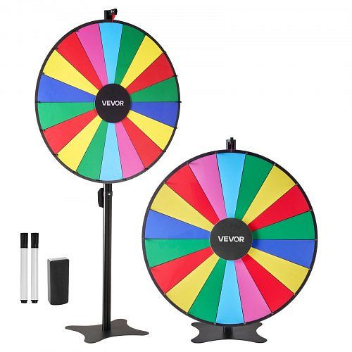 VEVOR Glücksrad 914 mm, 18 Slots, höhenverstellbar mit Ständer, Tafelschwamm & 2 Marker, 6 Farben, ideal für Party/Messe, LDSCJZL36INCCKM5L001V0