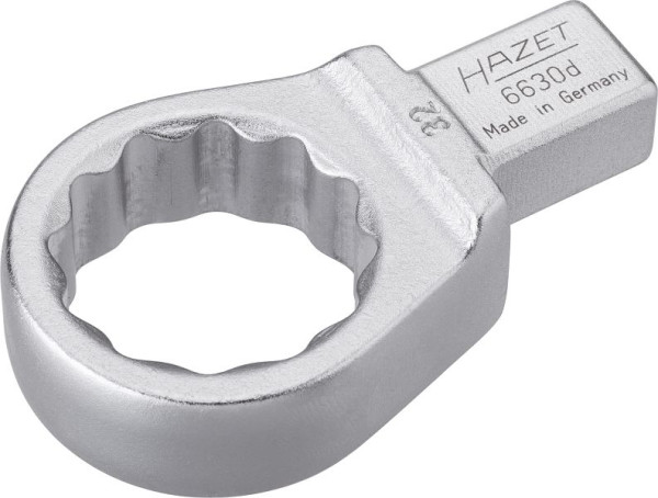 Hazet Einsteck-Ringschlüssel, Einsteck-Vierkant 14 x 18 mm, Außen-Doppel-Sechskant-Tractionsprofil, 32 mm, 6630D-32