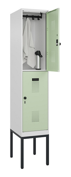 C+P Doppelstock-Spind Evolo PLUS, Gestell, 2 Fächer, 2120x400x500mm, 9016/6019, Drehriegel, 0493307-12 S10019