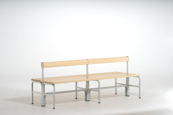 SYPRO Doppel-Sitzbank mit Rückenlehne (Typ G), Stahl/ Holz 150, lichtgrau, 1315482