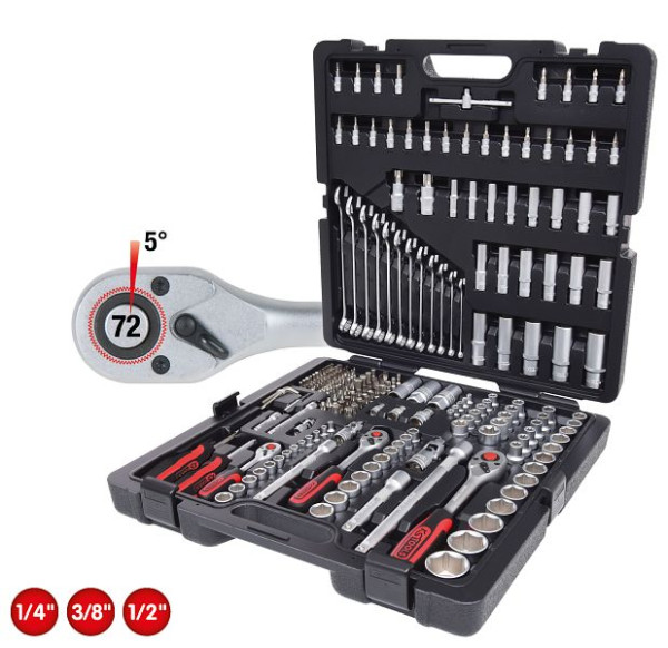KS Tools 1/4"+3/8"+1/2" Steckschlüssel-Satz, 216-teilig, 917.0216