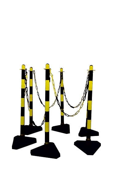 Schake Kettenständer-Set 6 Pfosten gelb/schwarz 10 m Kunststoffkette 10 Verbindungsglieder, 4040KBSSET