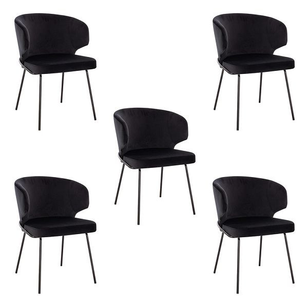 HOME DELUXE Esszimmerstuhl AMARA Samt Schwarz - Stückzahl: 5, 56008