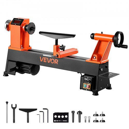 VEVOR Drechselbank, 1 PS/750 W, variable Drehzahl 0-3800 U/min, 304 x 465 mm, für Anfänger & Heimwerker in Holzarbeiten, TSMGCC24K1HPKLSGOV2