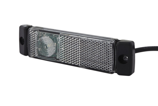 HELLA Positionsleuchte, LED, 24V, Anbau/Schraubanschluss, Lichtscheibenfarbe: glasklar, LED-Lichtfarbe: weiß, offene Kabelenden, vorne, 2PG 011 422-091