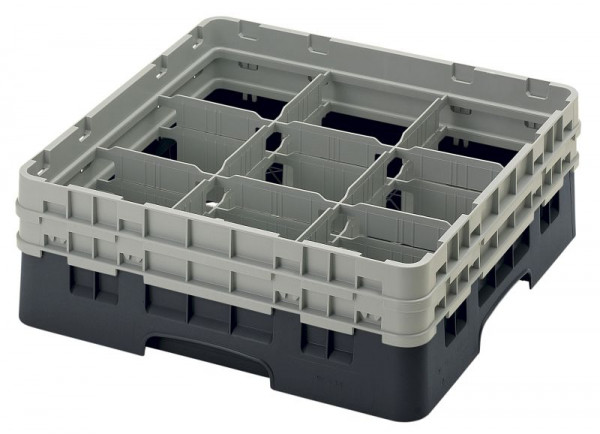 Cambro Spülkorb mit 9 Fächer Camrack® 13,2 cm Schwarz, 9S434110