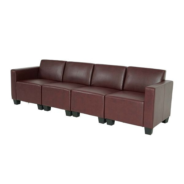 Mendler Modular 4-Sitzer Sofa Couch Lyon, Kunstleder, rot-braun, 2x75174+75175+75176